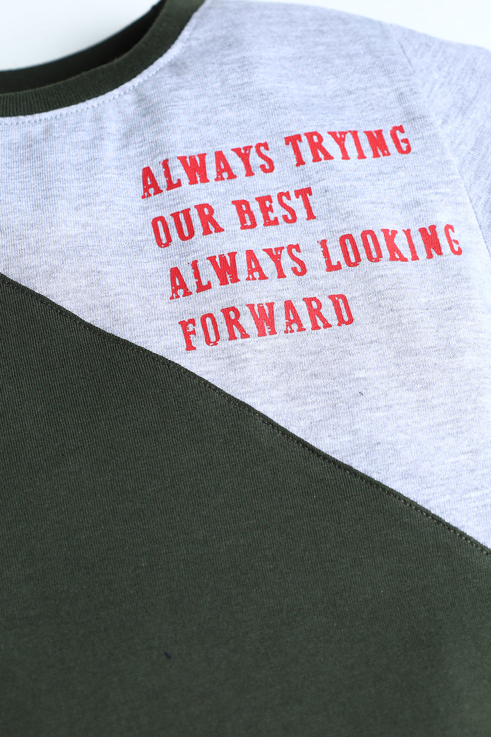 Contrast Pannel Tee- Always Trying Our Best - Boy T-Shirt - juniperkidz-5345.myshopify.com