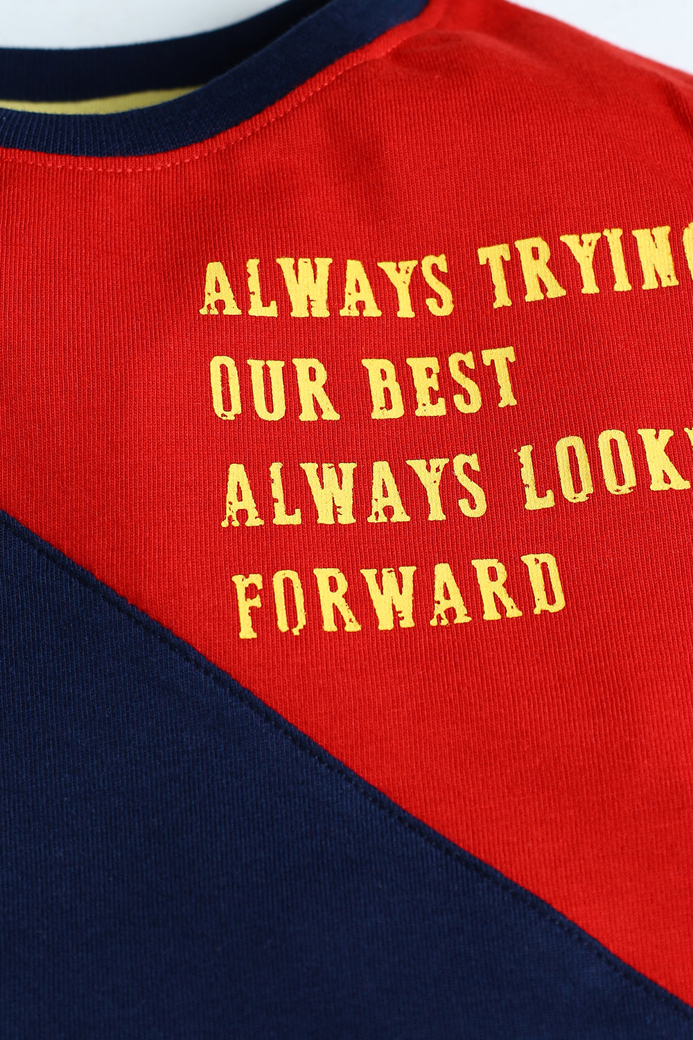 Contrast Pannel Tee- Always Trying Our Best - Boy T-Shirt - juniperkidz-5345.myshopify.com