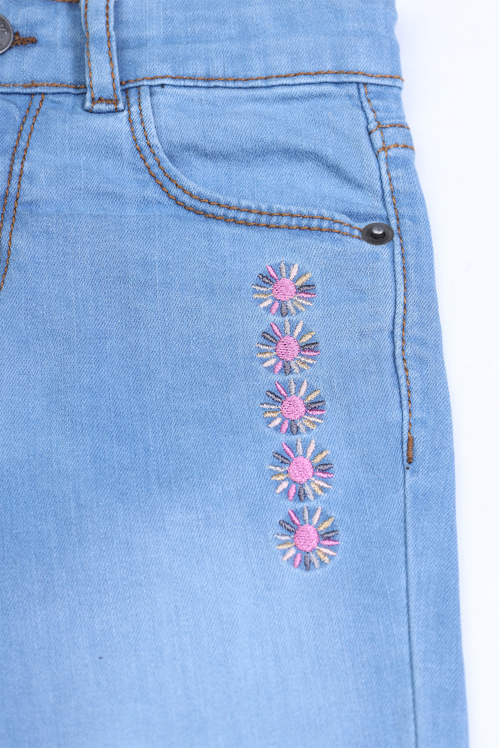 Denim Pent - Emb. - Girl Pant - juniperkidz-5345.myshopify.com