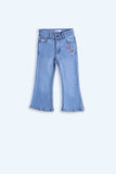 Girl's Denim Pent - Star Embroidery - Girl Pant - juniperkidz-5345.myshopify.com
