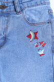 Girl's Denim Pent - Star Embroidery - Girl Pant - juniperkidz-5345.myshopify.com