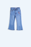 Girl's Denim Pent - Star Embroidery - Girl Pant - juniperkidz-5345.myshopify.com