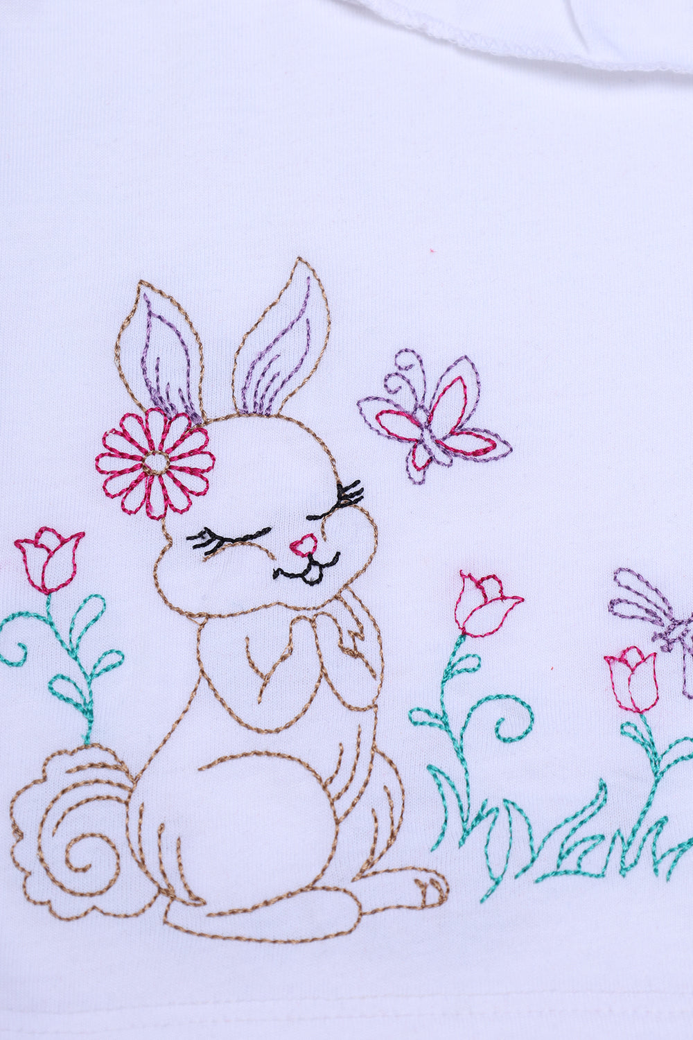 Summer - Girl's T-Shirt rabbit EMB - Girl T-Shirt - juniperkidz-5345.myshopify.com