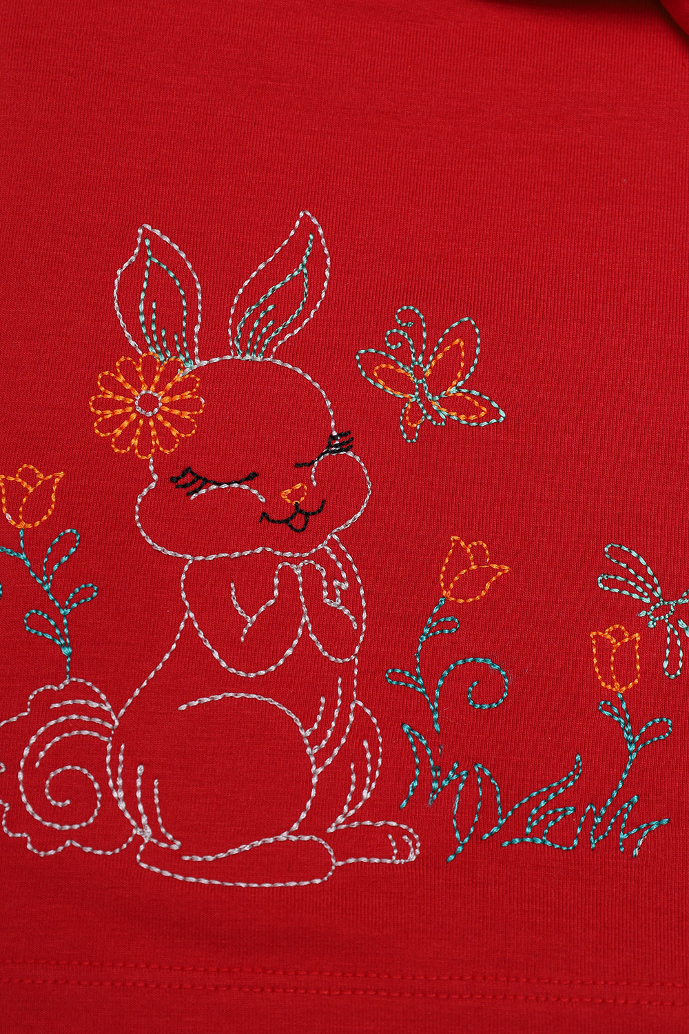 Summer - Girl's T-Shirt Rabbit Embroidery - Girl T-Shirt - juniperkidz-5345.myshopify.com