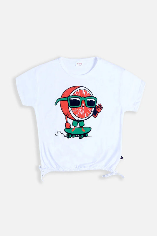 Summer - Girl's Top - Orange Skater - Girl Top - juniperkidz-5345.myshopify.com