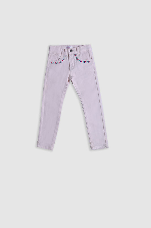 Girl's Twill Pent Emb. - Triangle - Girl Pant - juniperkidz-5345.myshopify.com