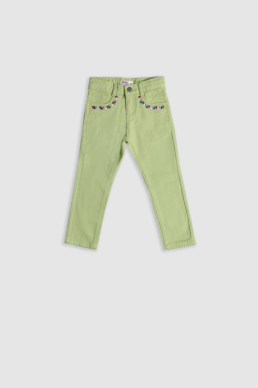 Girl's Twill Pent Emb. - Triangle - Girl Pant - juniperkidz-5345.myshopify.com