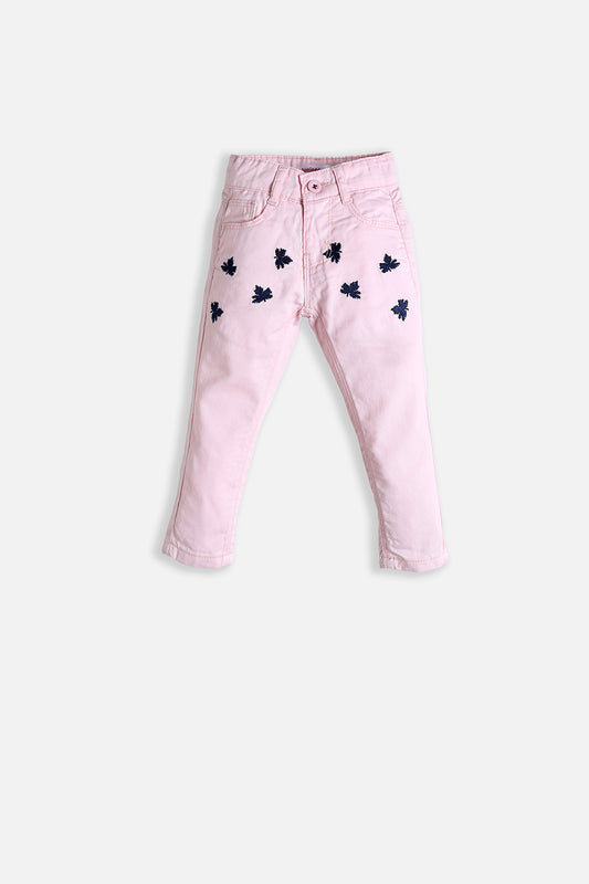 Girl's Twill Pent - Leaf Emb. - Girl Pant - juniperkidz-5345.myshopify.com