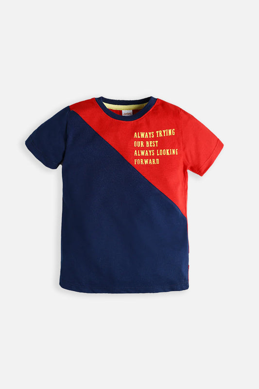 Contrast Pannel Tee- Always Trying Our Best - Boy T-Shirt -  juniperkidz-5345.myshopify.com