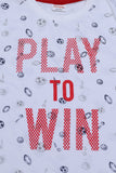 White & Navy - Printed Suit - Pay to Win