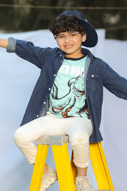 SUMMER - DARK BLUE - BOY DENIM SHIRT