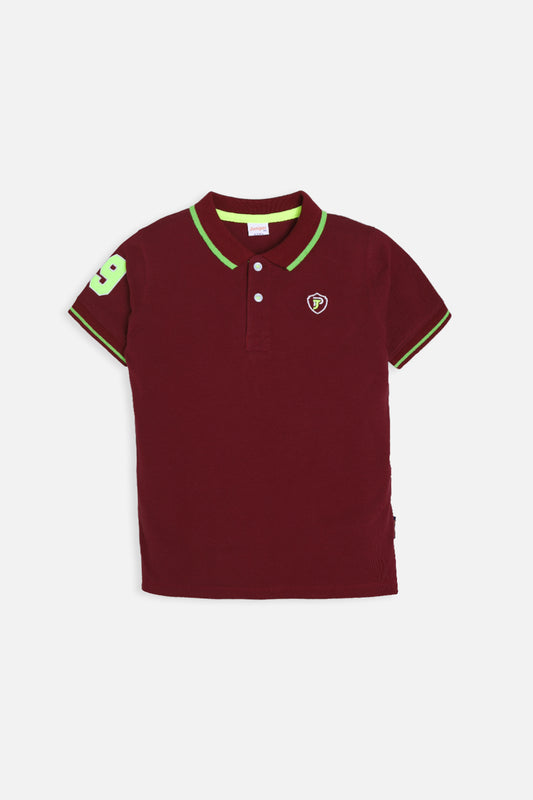 Maroon - Boy's 8 Applique Polo Shirt