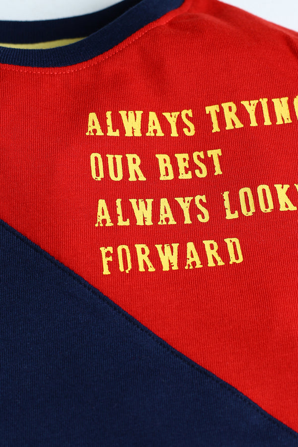 CONTRAST PANNEL TEE- ALWAYS TRYING OUR BEST
