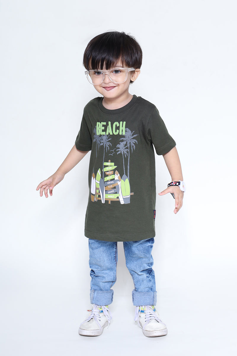 BEACH PRINTED T-SHIRT