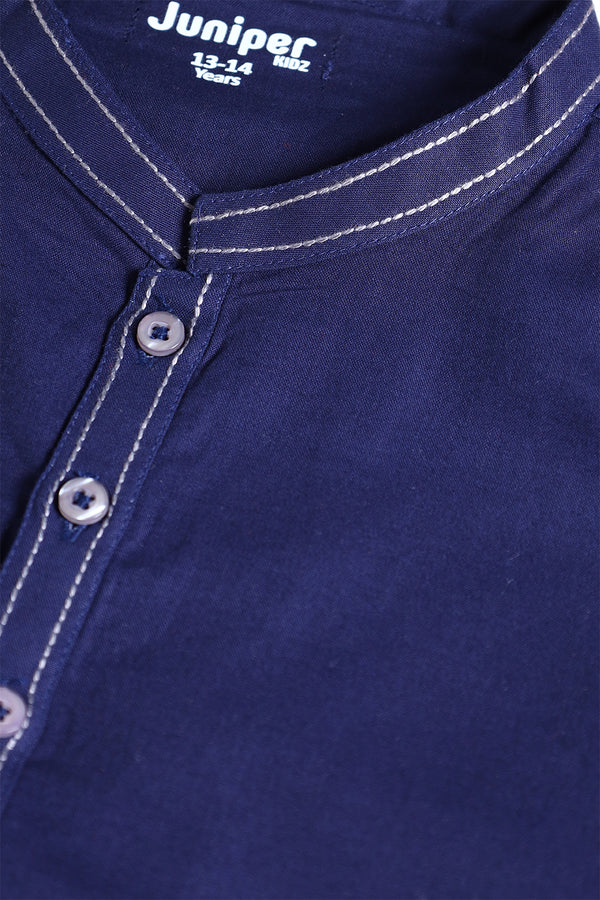 KURTA TROUSER - PLAN COLOR WHITE & NAVY