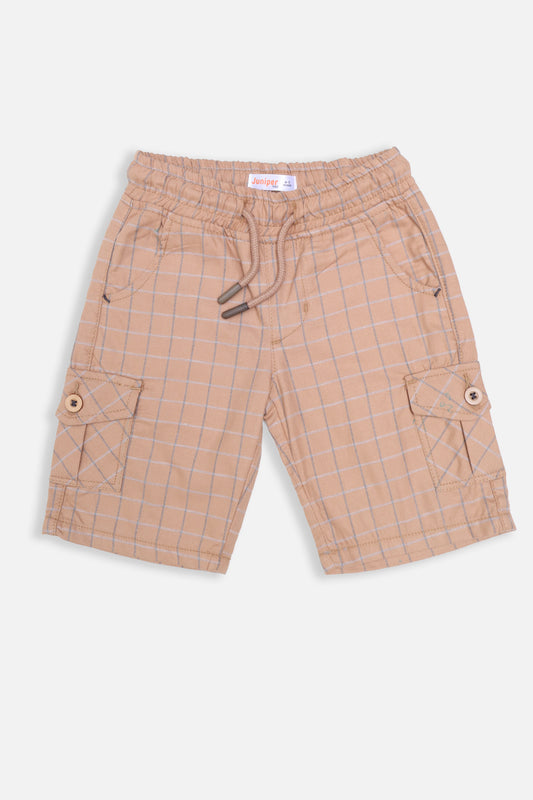 SUMMER - BROWN - BOY WOVEN CARGO SHORTS