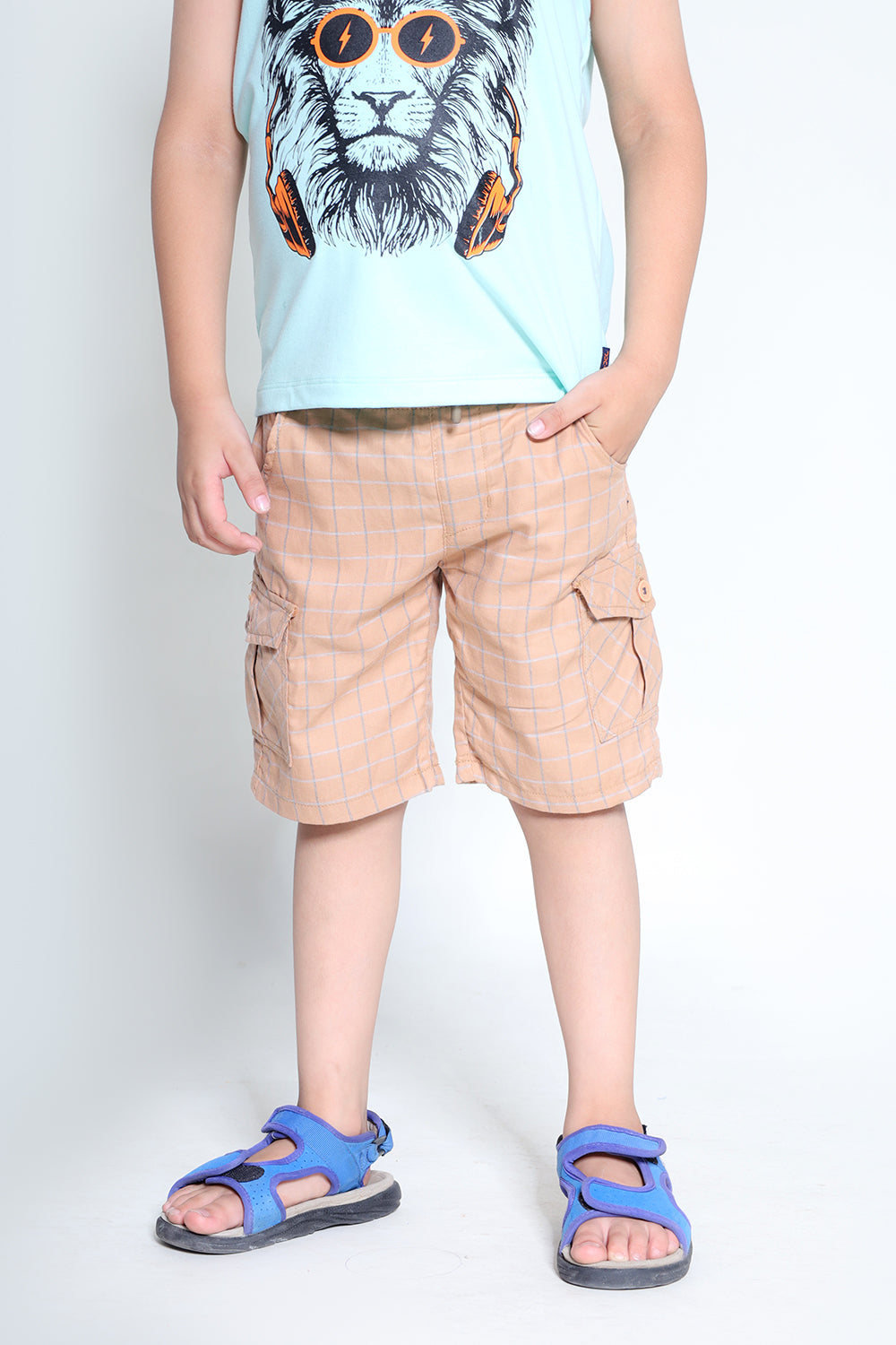 SUMMER - BROWN - BOY WOVEN CARGO SHORTS