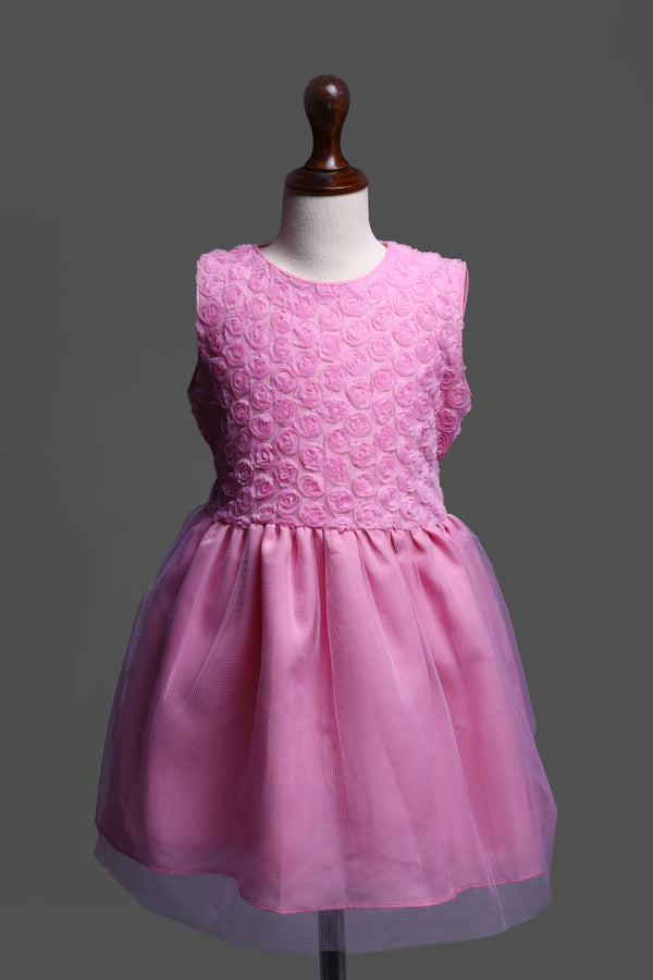 PINK FLORAL NET DRESS