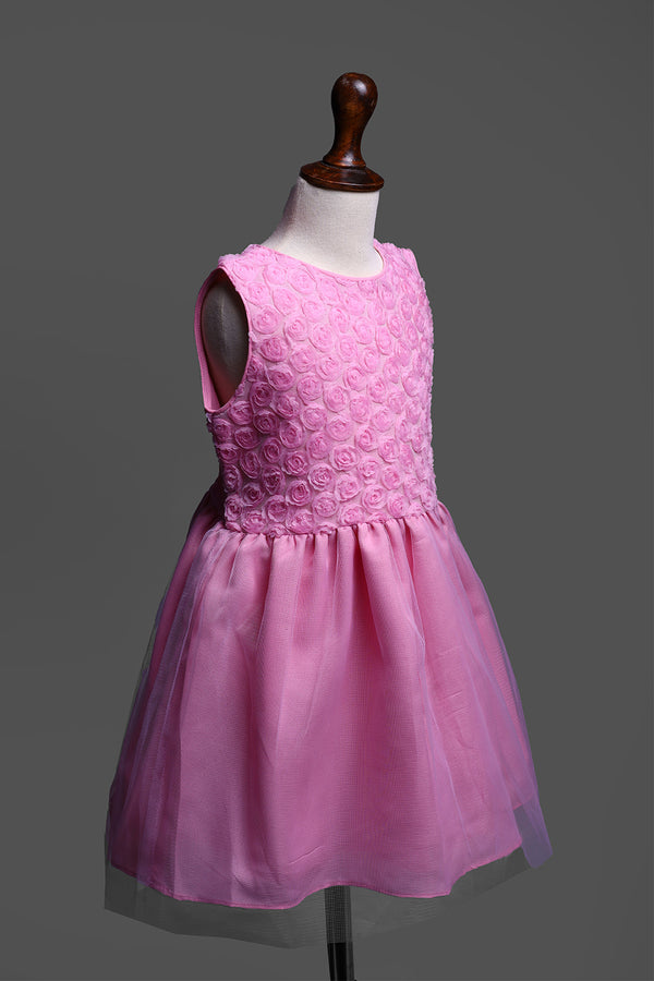 PINK FLORAL NET DRESS