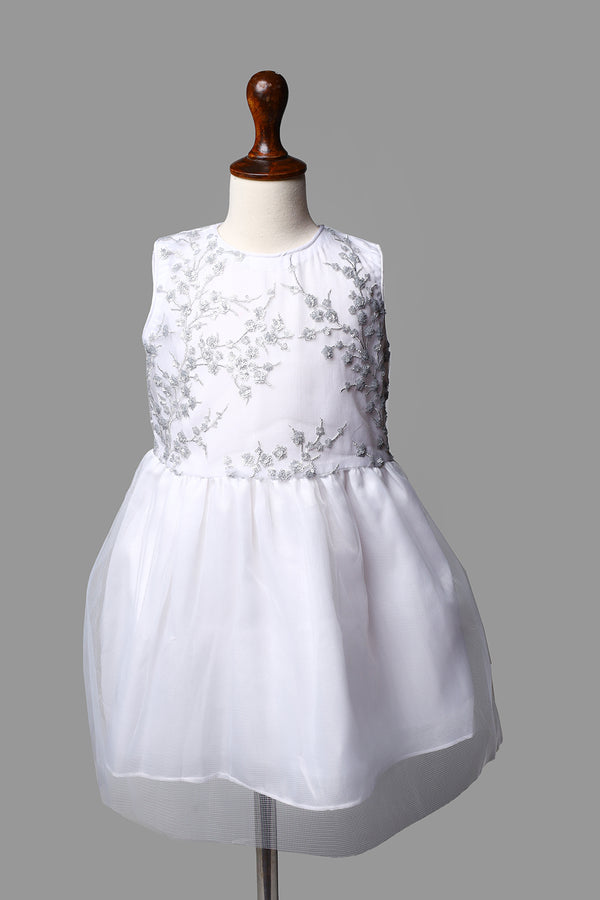 WHITE SEQUENCE NET DRESS