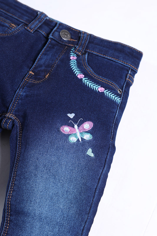 Girl's EMB Denim Pant - Girl Pant -  juniperkidz-5345.myshopify.com