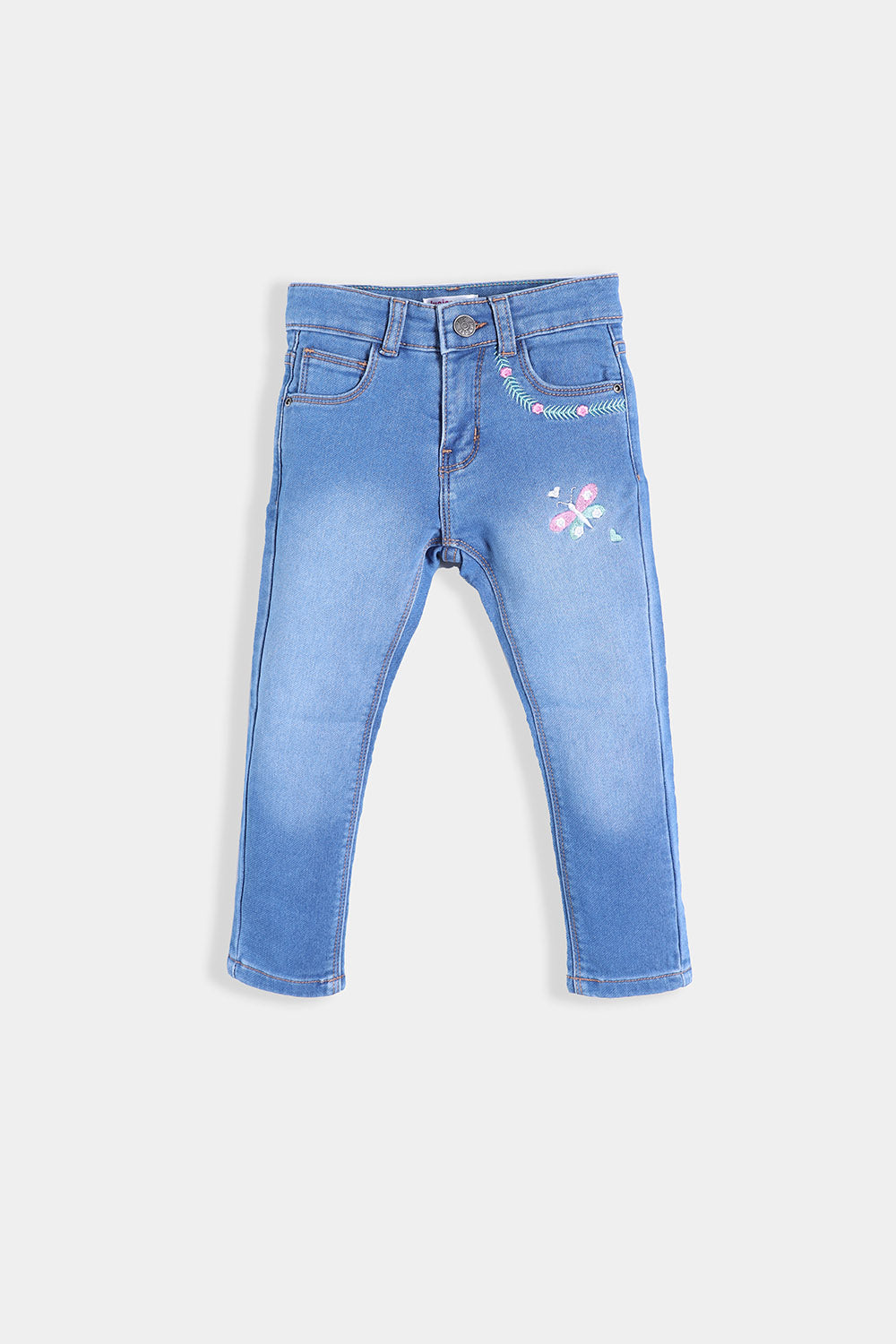 Girl's EMB Light Blue Denim Pant - Girl Pant -  juniperkidz-5345.myshopify.com