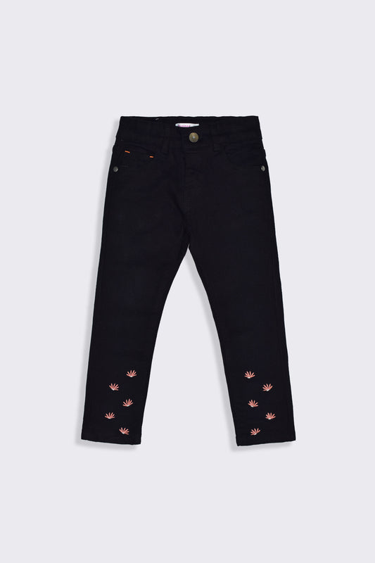 Denim Pent Emb. - Girl Pant -  juniperkidz-5345.myshopify.com