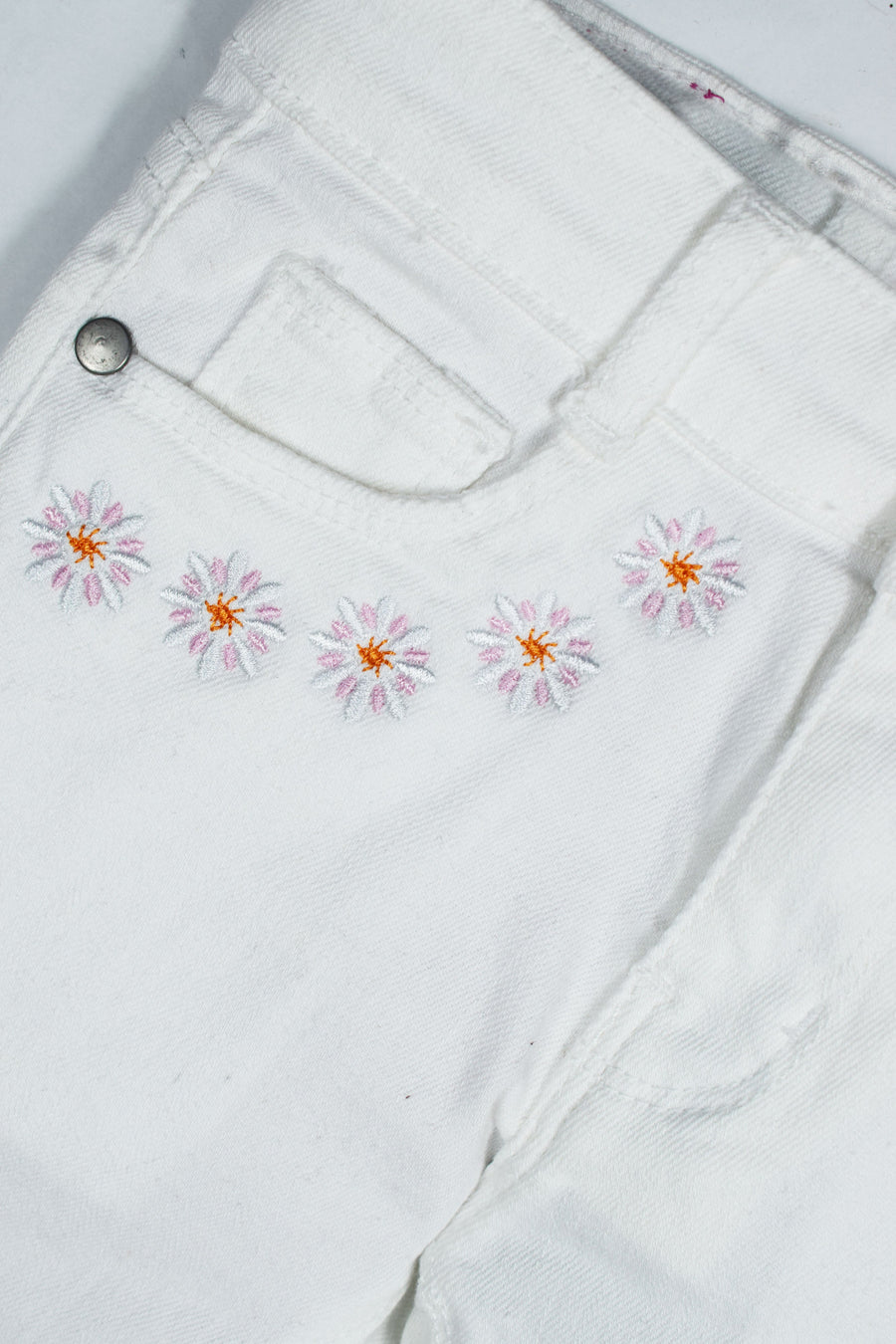 Denim Pent Floral Emb. - Girl Pant -  juniperkidz-5345.myshopify.com