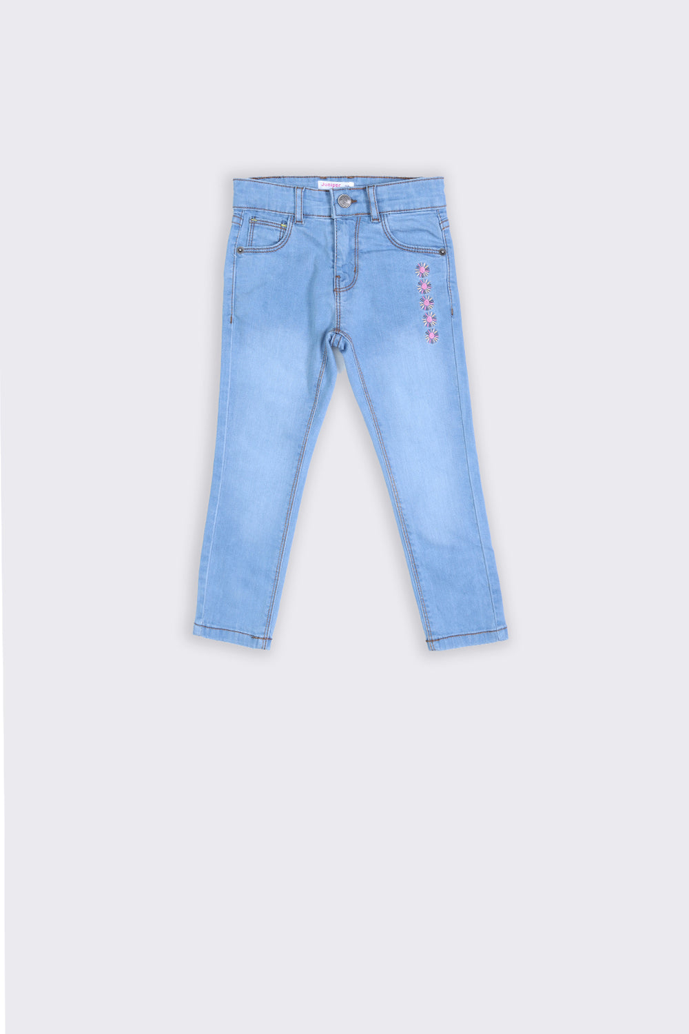 Denim Pent - Emb. - Girl Pant -  juniperkidz-5345.myshopify.com