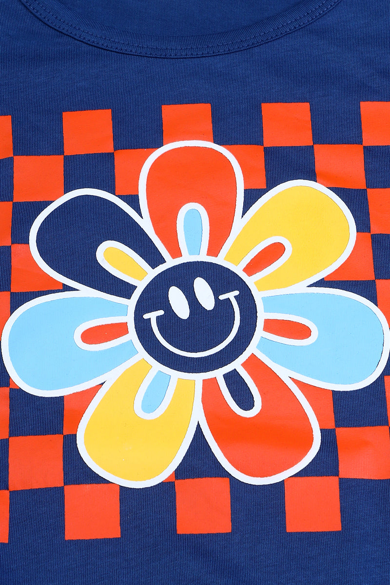 Summer - Girl's Top - Flower Check - Girl Top -  juniperkidz-5345.myshopify.com