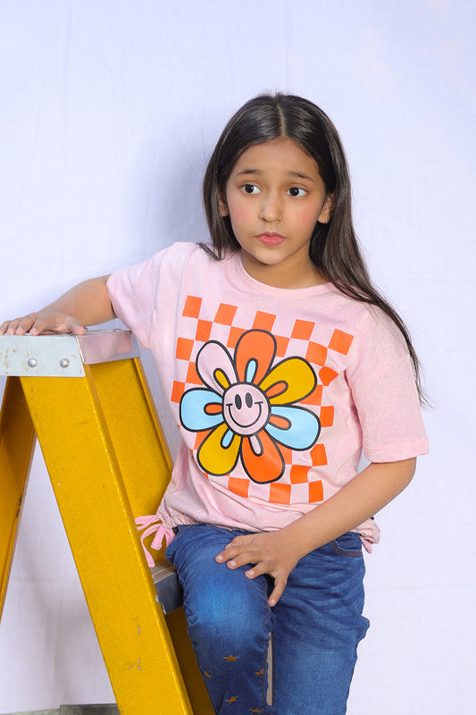 Summer - Girl's Top - Flower Check - Girl Top -  juniperkidz-5345.myshopify.com