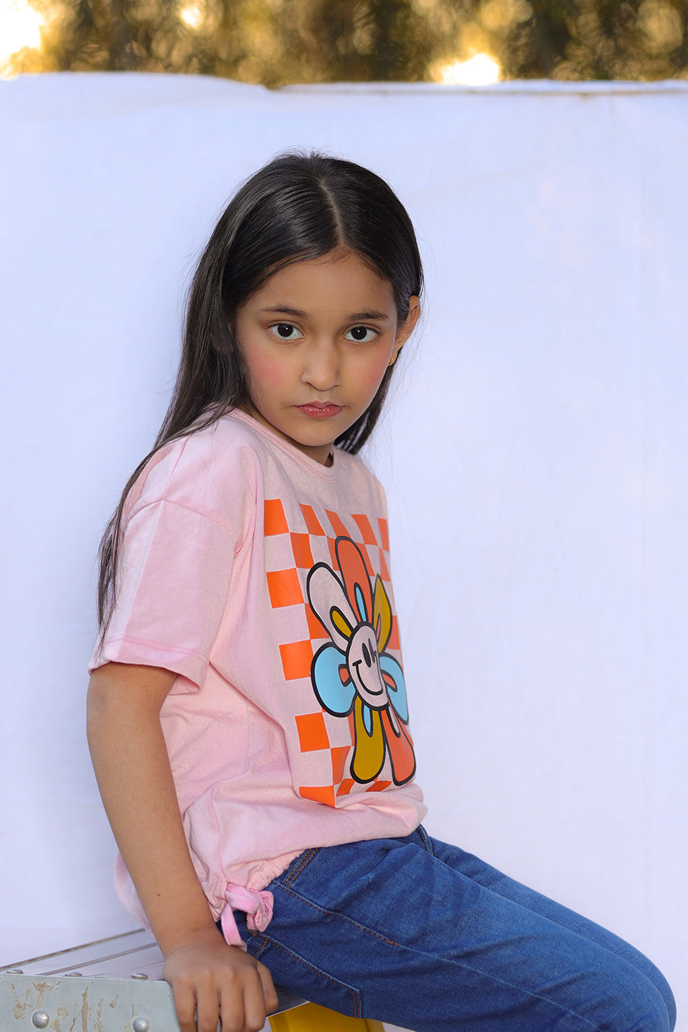 Summer - Girl's Top - Flower Check - Girl Top -  juniperkidz-5345.myshopify.com