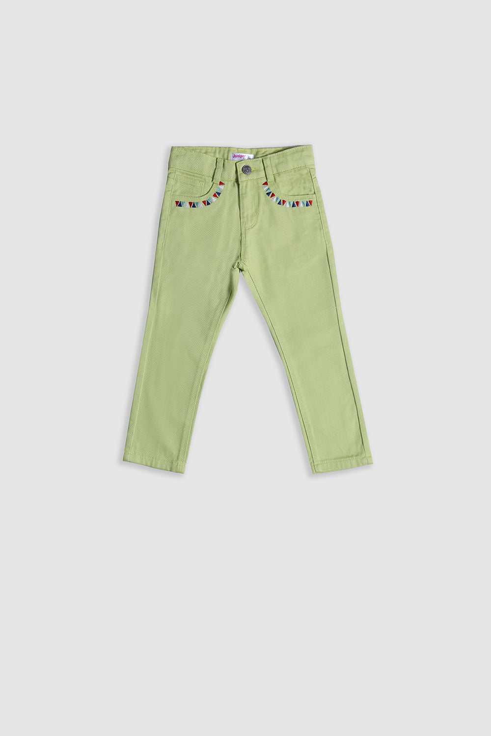 Girl's Twill Pent Emb. - Triangle - Girl Pant -  juniperkidz-5345.myshopify.com