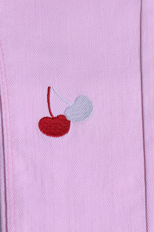 GIRL'S TWILL PENT EMB. - CHERRY