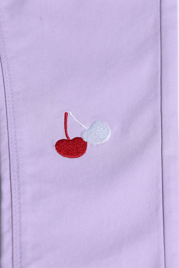 GIRL'S TWILL PENT EMB. - CHERRY
