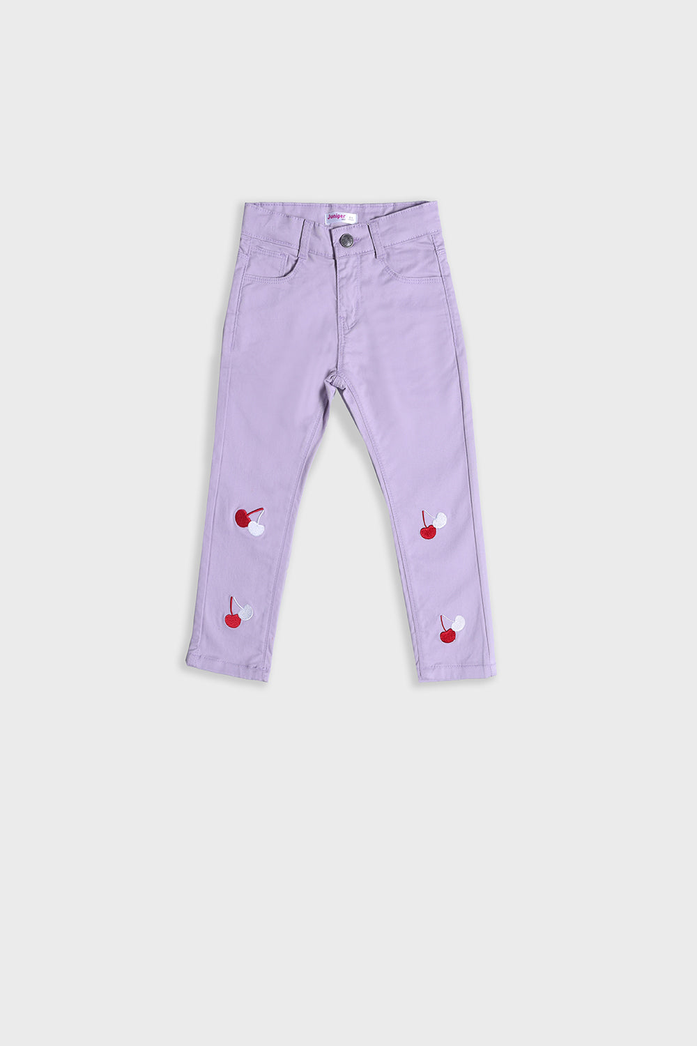 Girl's Twill Pent Emb. - Cherry - Girl Pant -  juniperkidz-5345.myshopify.com