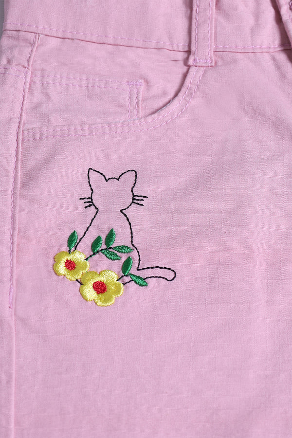 GIRL'S TWILL PENT EMB. - CAT