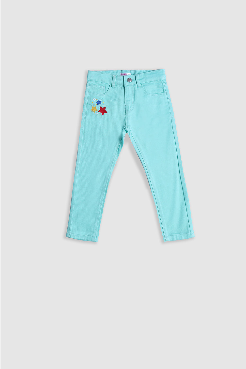 Girl's Twill Pent Emb. - Star - Girl Pant -  juniperkidz-5345.myshopify.com