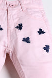 Girl's Twill Pent - Leaf Emb. - Girl Pant -  juniperkidz-5345.myshopify.com