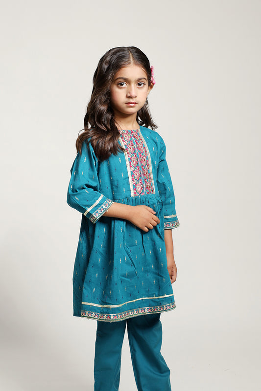 Teal Girls Eastern Shalwaar Kameez