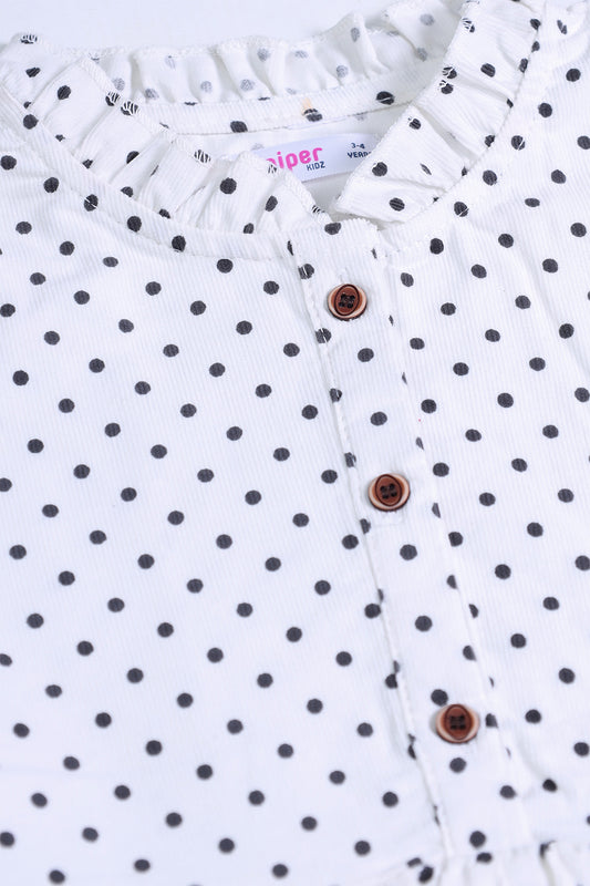 Girl's Top - Black Dot - Girl Frock -  juniperkidz-5345.myshopify.com