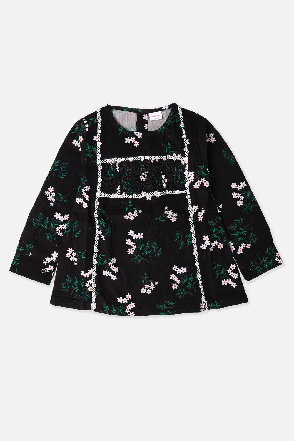 Girls Black Floral Top