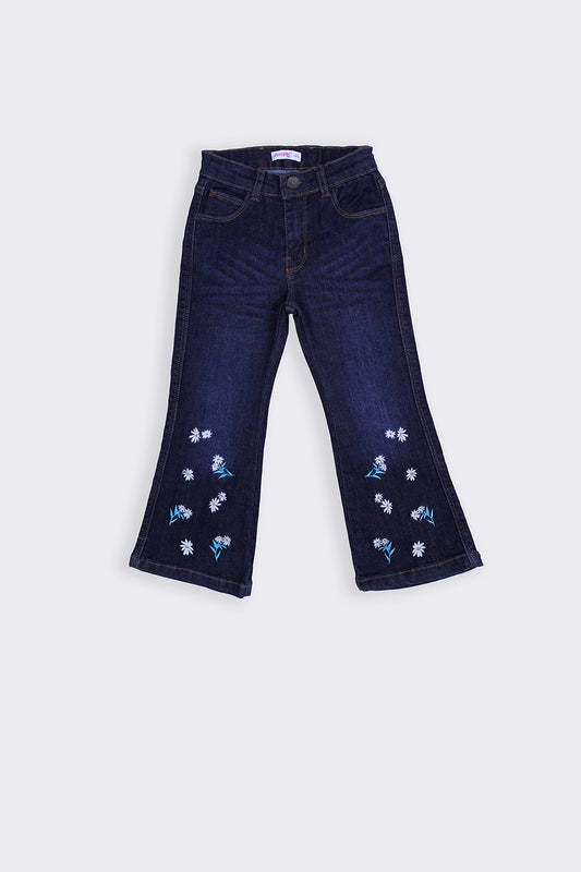 Denim Pent Emb. - Girl Pant -  juniperkidz-5345.myshopify.com