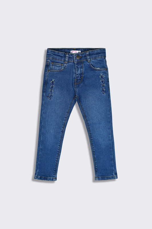 Girls Jeans - Mid Blue - Girl Pant -  juniperkidz-5345.myshopify.com