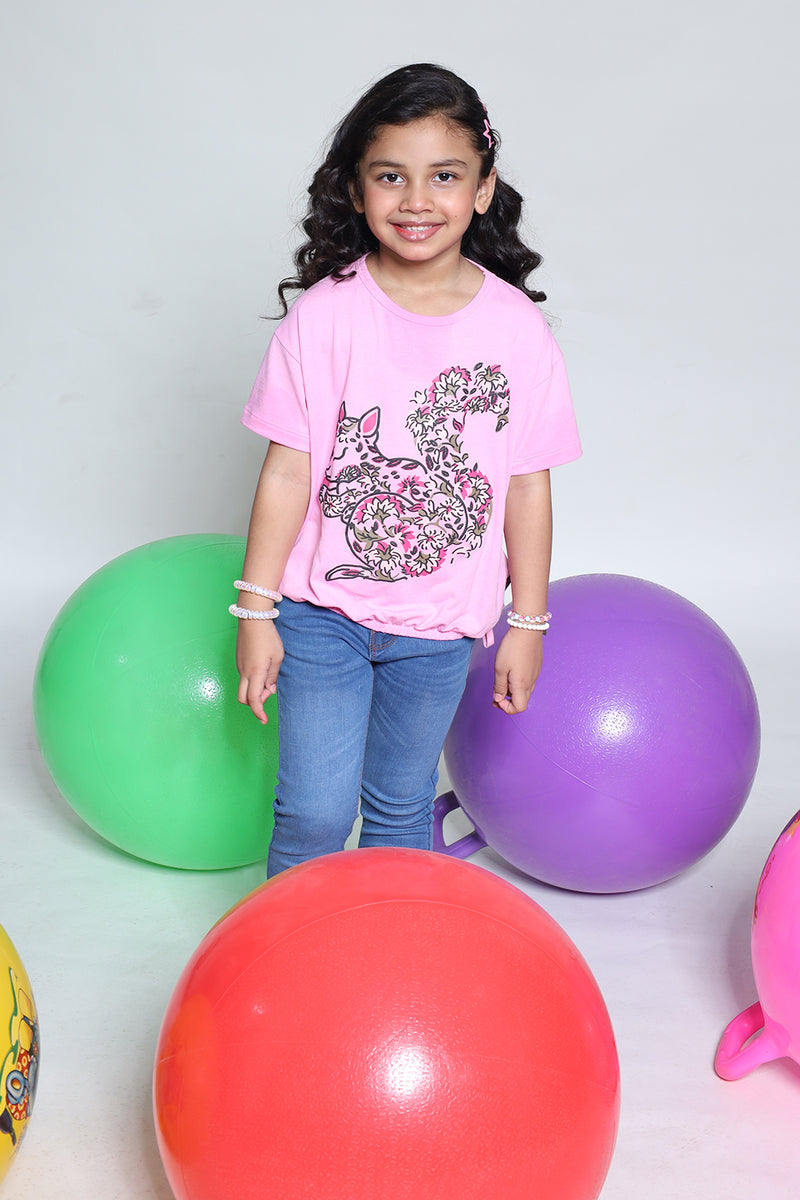 GIRLS FLORAL RABBIT TOP
