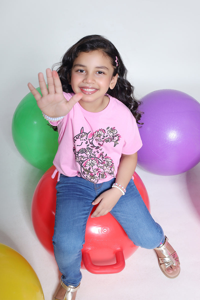 GIRLS FLORAL RABBIT TOP