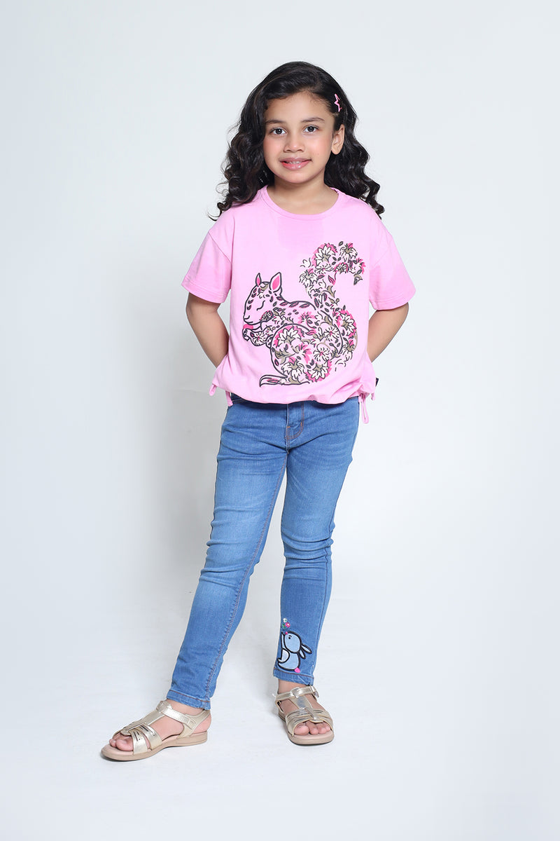 GIRLS FLORAL RABBIT TOP