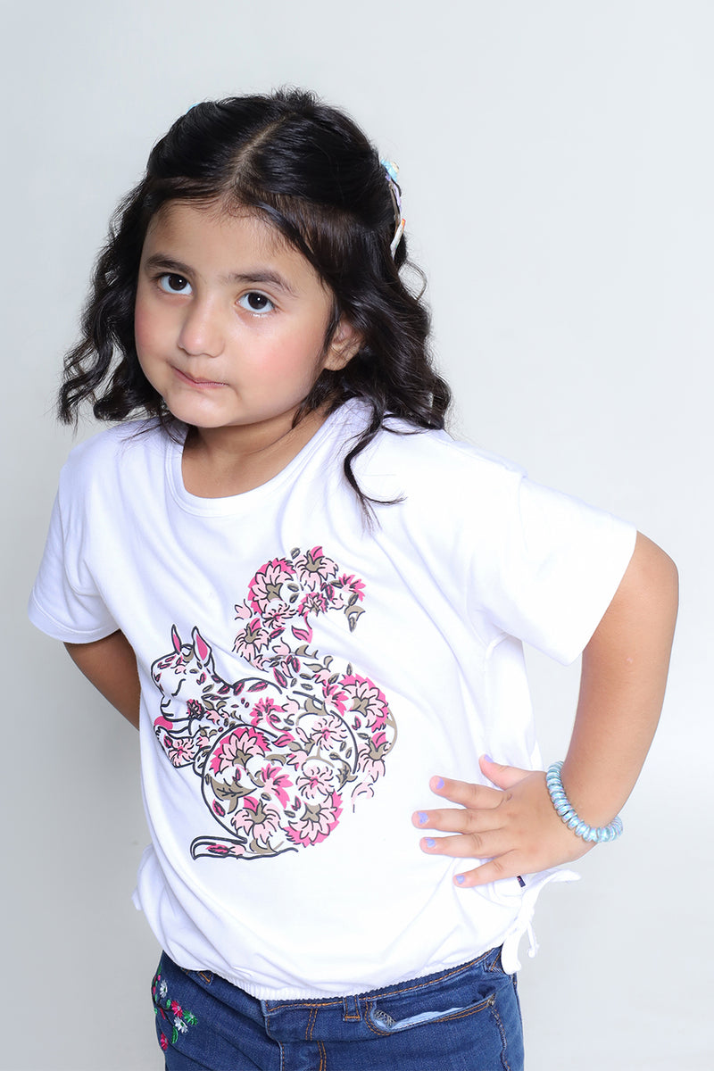 FLORAL RABBIT GIRL TOP