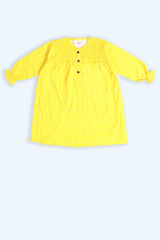 Girl's Top - White Dot Mustard Clr - Girl Frock -  juniperkidz-5345.myshopify.com